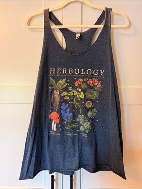 Navy Herbology Tank Top with Soft Heather Texture
